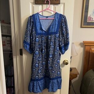 Old Navy Blue Floral Long Sleeve Dress